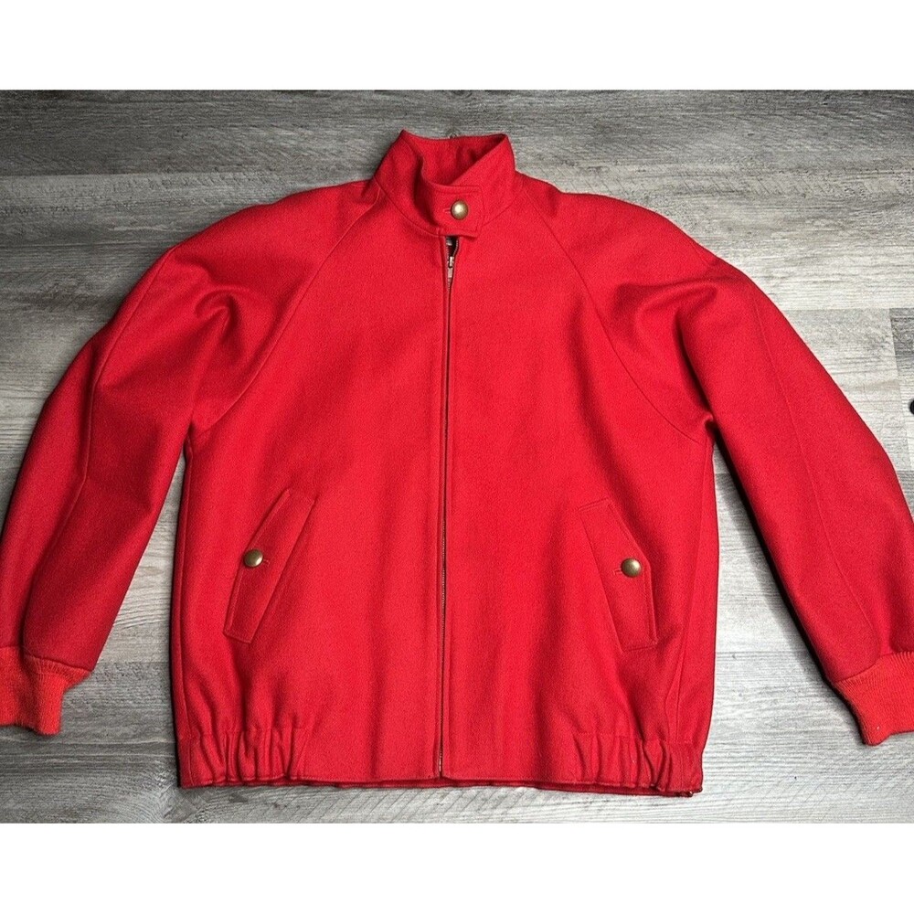 VTG Pendleton 100% Virgin Wool Bomber Jacket Mens Small S Red Zip Harrington